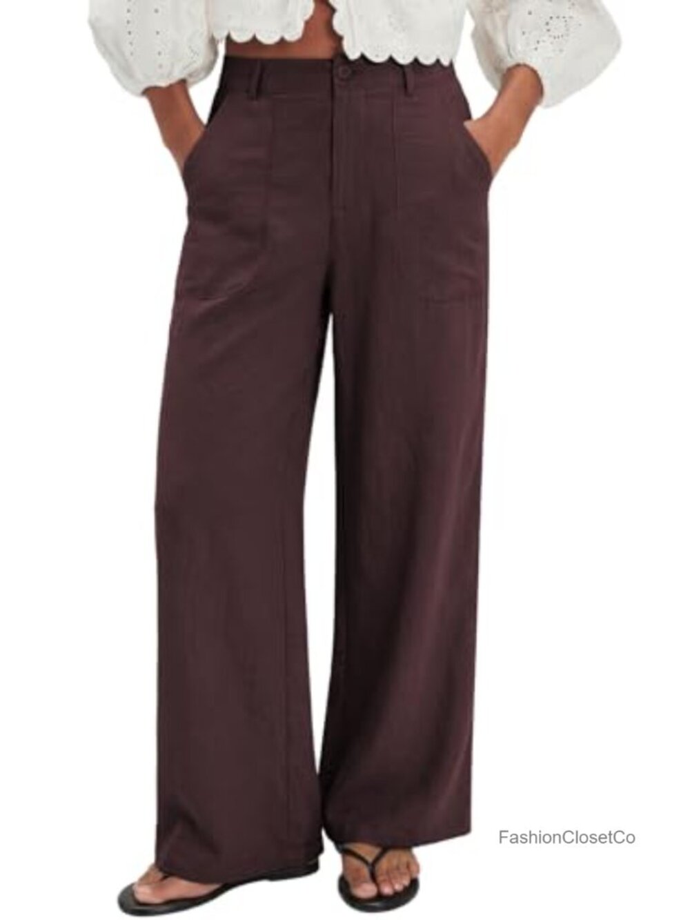 High Waist Wide Leg Palazzo Pants Women Casual Trousers with Pockets